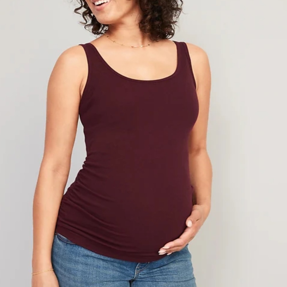 Old Navy Maternity first layer maroon fitted ribbed knit tank size medium